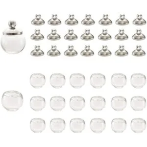 20 mini cuentas de globo de cristal vacías de 0.630 in con_1