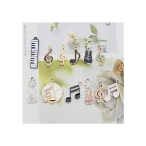 36 dijes de instrumentos de notas musicales esmaltadas_5