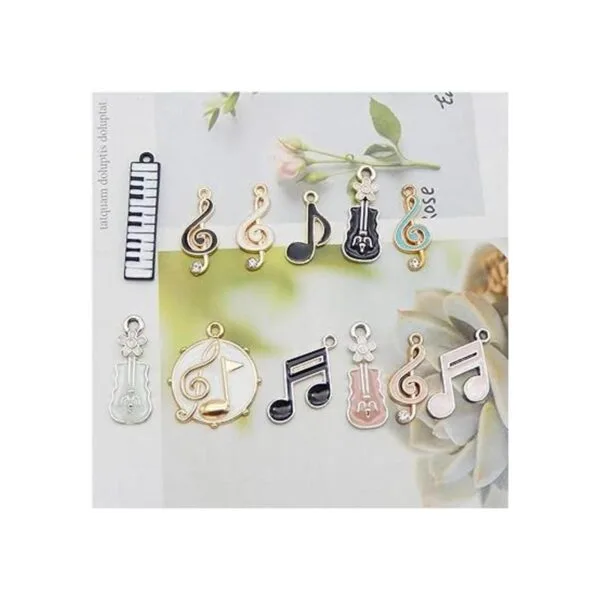 36 dijes de instrumentos de notas musicales esmaltadas_5