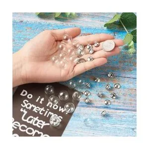 20 mini cuentas de globo de cristal vacías de 0.630 in con_5