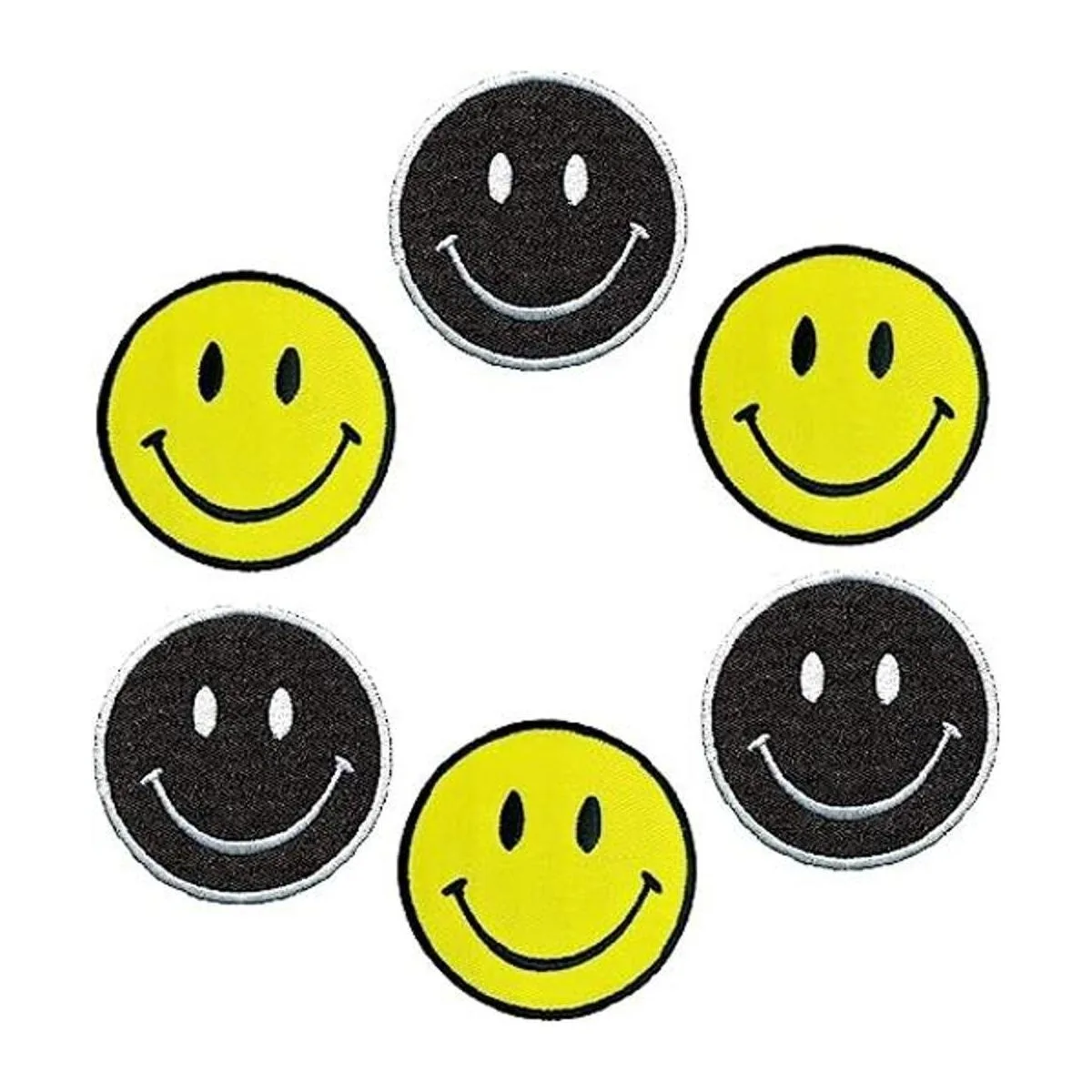 XOmise Lote de 6 piezas de cara sonriente negra y amarilla_1