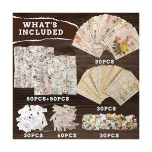 Juego de 300 piezas de suministros vintage para álbumes de_3