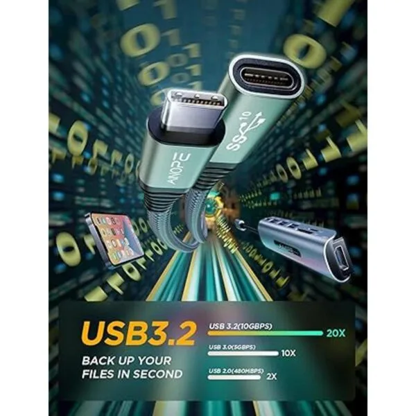 1 M3.3 pies Cable de extensión USB C trenzado de nailon_4