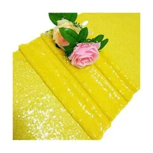 ShinyBeauty Camino de mesa de lentejuelas amarillas_1