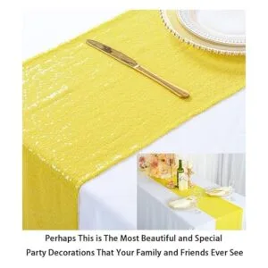 ShinyBeauty Camino de mesa de lentejuelas amarillas_2