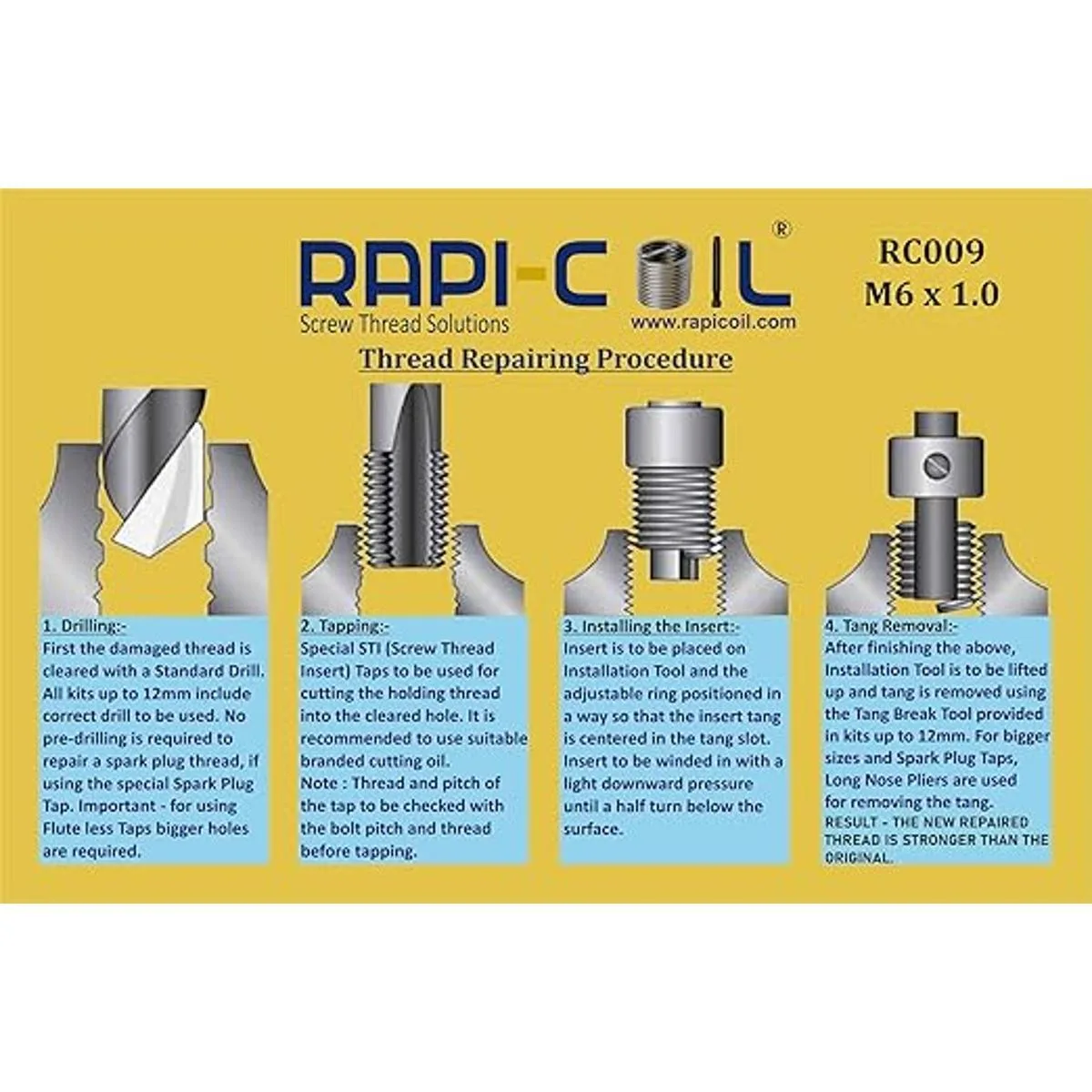 Kit de reparación de roscas M6 x 1.0 RAPICOIL_6