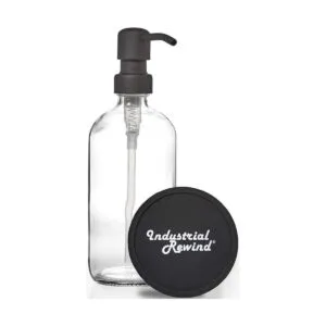 Dispensador de jabón negro en botella de cristal_1