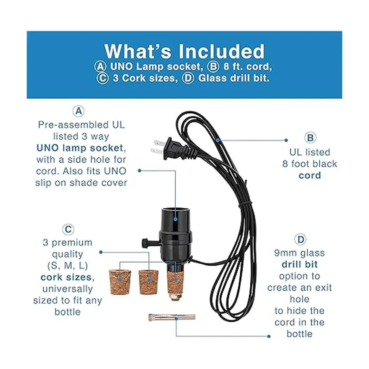 Kit de lámpara de botella con broca de vidrio de 0.354_2