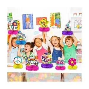 9 piezas de suministros de fiesta de los años 60 centros_6