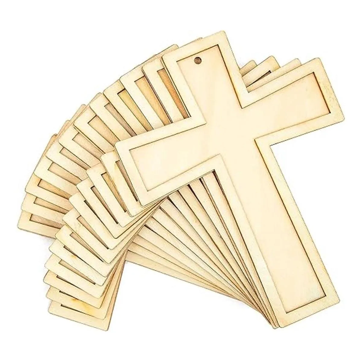Cruz de madera sin terminar con cuerda de yute para_7