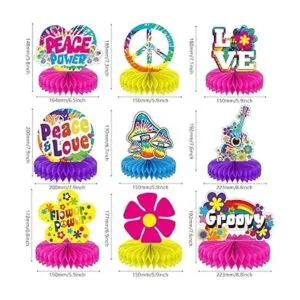 9 piezas de suministros de fiesta de los años 60 centros_2