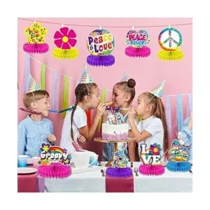 9 piezas de suministros de fiesta de los años 60 centros_5