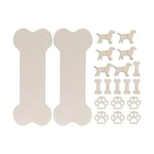 ARTIBETTER Placa de madera de hueso de perro en blanco con_3