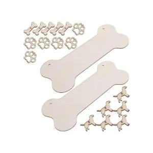 ARTIBETTER Placa de madera de hueso de perro en blanco con_1