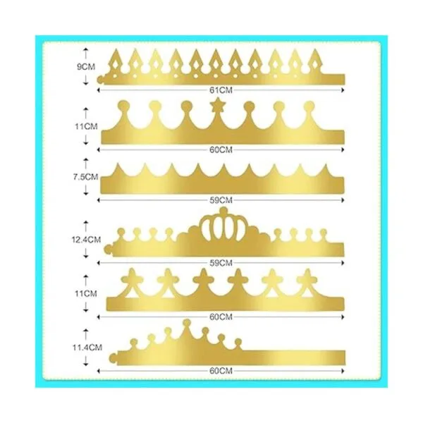24 piezas coronas de papel doradas para fiestas de_3