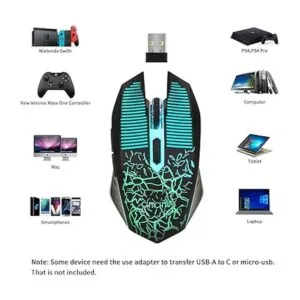 Mouse inalámbrico para juegos recargable con_5