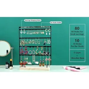 Organizador de aretes de 5 capas 100 agujeros soporte de_5