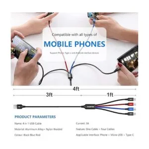 CHAFON Paquete de 2 cables de carga múltiple de 4 pies 4_5