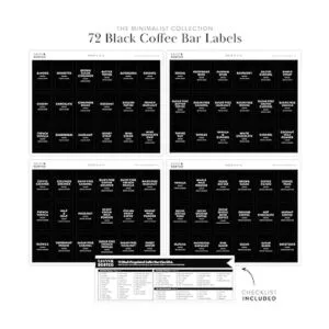 Black Minimalist Pantry Labels Coffee Bar Coffee Labels_4