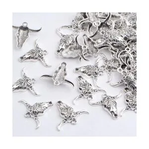 50 dijes de calavera de vaca hueca de plata antigua_4