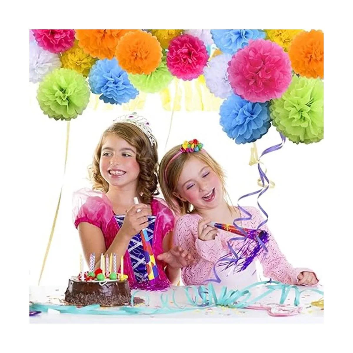 Decoraciones de papel coloridas 21 abanicos de papel_6