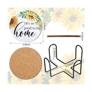 6 posavasos vintage de girasol con soporte posavasos de_3