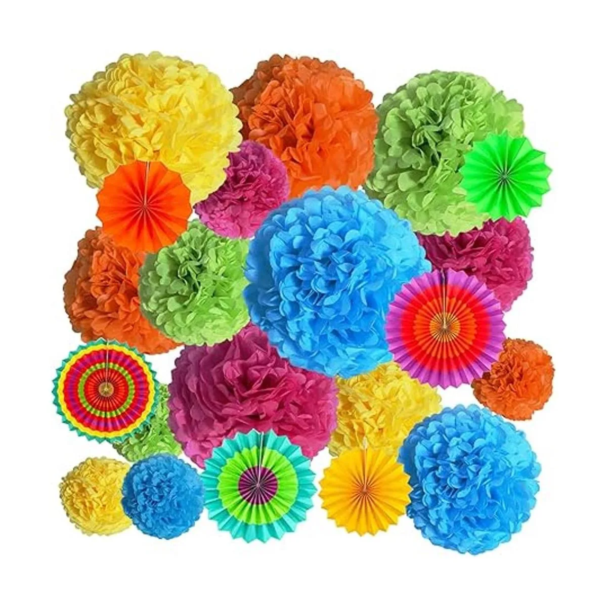 Decoraciones de papel coloridas 21 abanicos de papel_1