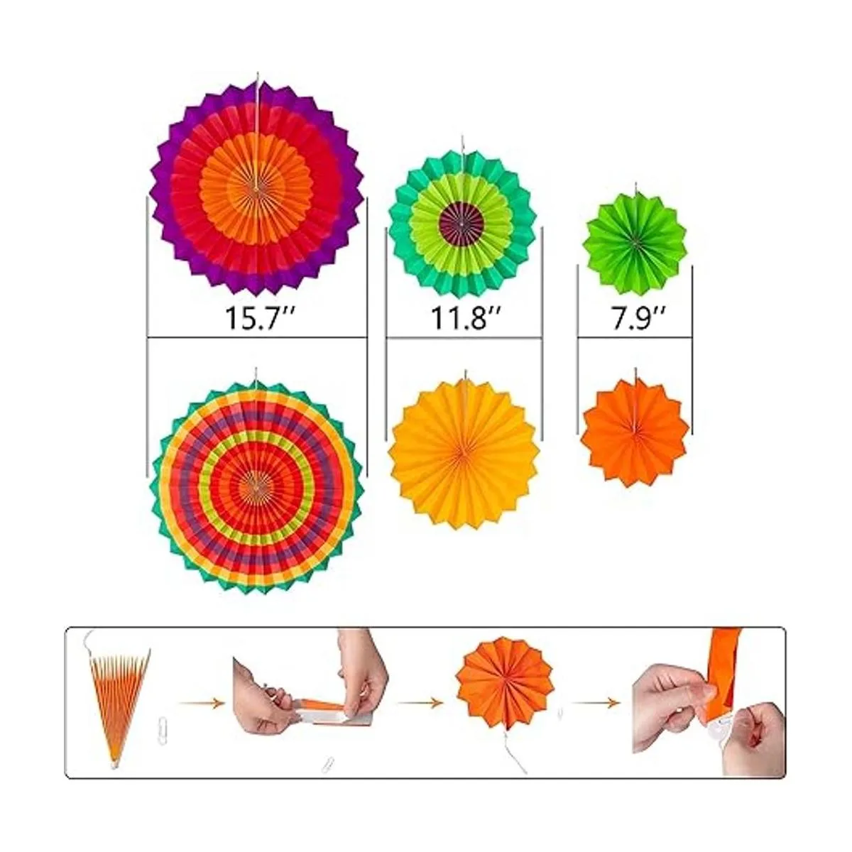Decoraciones de papel coloridas 21 abanicos de papel_2