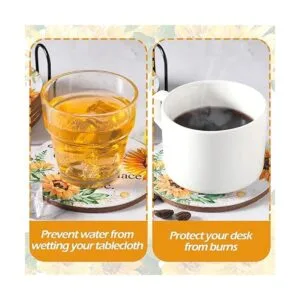 6 posavasos vintage de girasol con soporte posavasos de_4