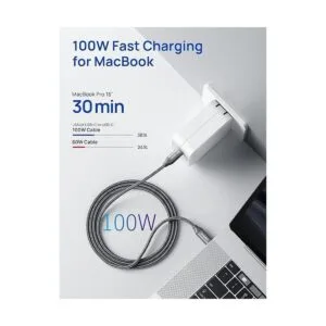 JSAUX Cable USBC a USBC de 100 W 10 pies 5 A cable de_2