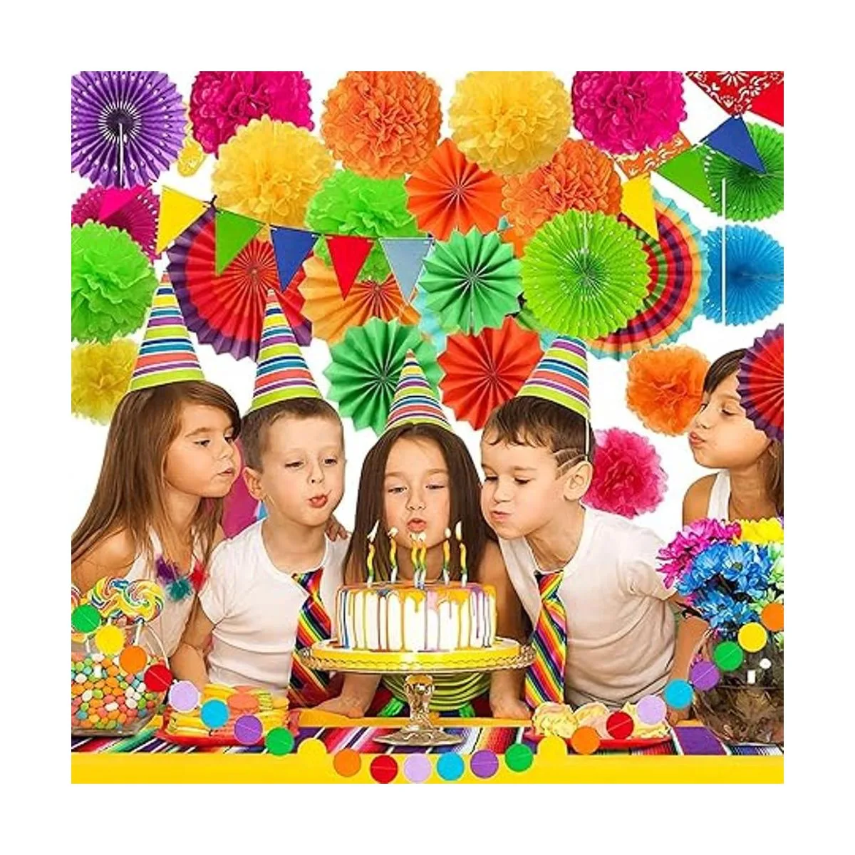 Decoraciones de papel coloridas 21 abanicos de papel_7