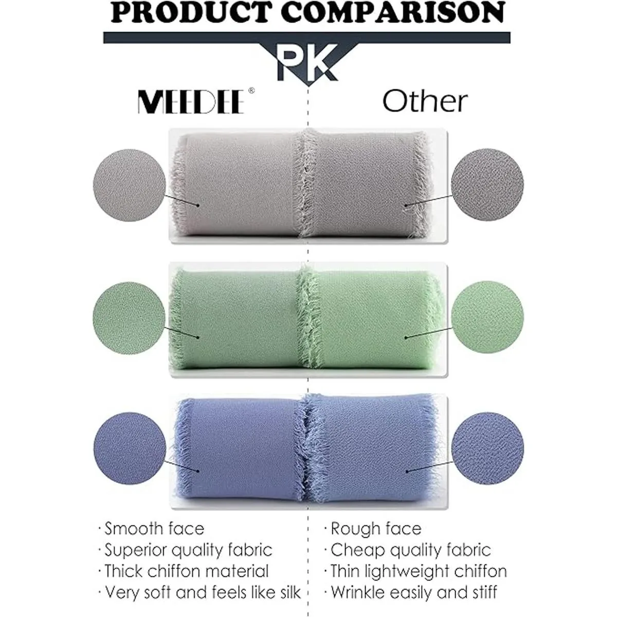 MEEDEE Cinta de gasa hecha a mano con flecos cinta de_6