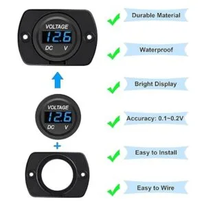 CrocSee Paquete de 2 voltímetros de coche impermeables de_2