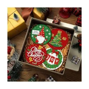 8 piezas de posavasos de pintura de diamantes de Navidad_2