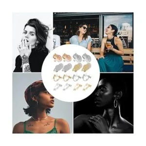 Convertidores de aretes dorados con clip y almohadillas de_5