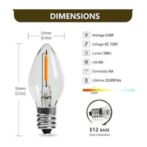 YIMILITE C7 0.6W 2200K con bombilla LED E12 estándar de_2
