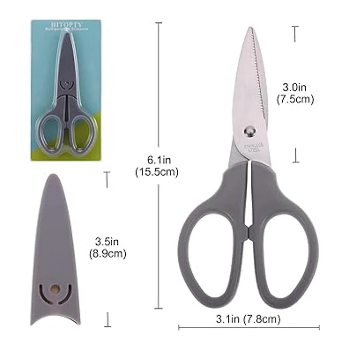 HITOPTY Tijeras multiusos grises tijeras rectas_7