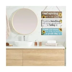 3 piezas de girasol cristiano decoración de pared de Dios_6