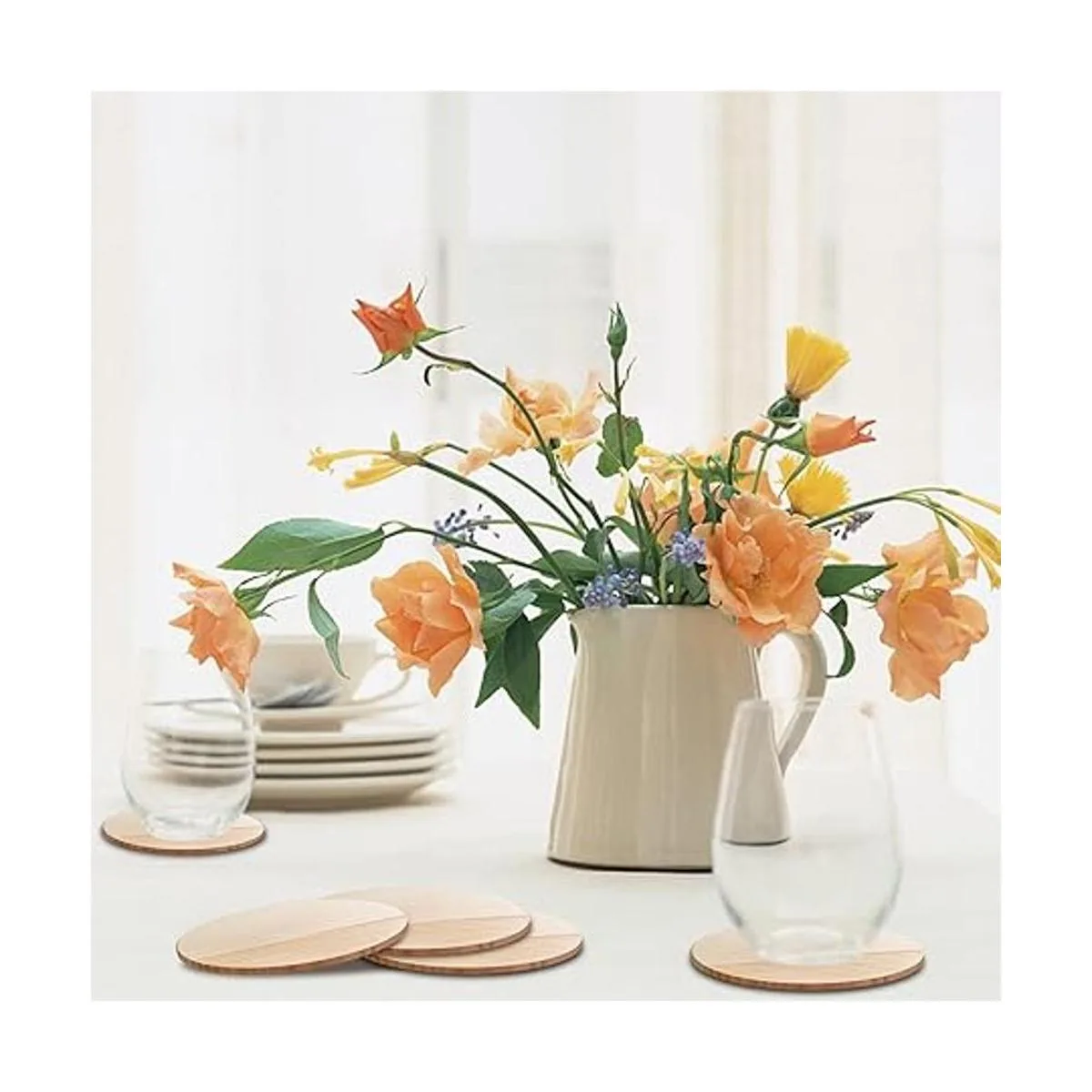 14pcs Unfinished Wood Coasters 4 Inch Round Blank Wooden_4