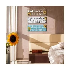 3 piezas de girasol cristiano decoración de pared de Dios_5