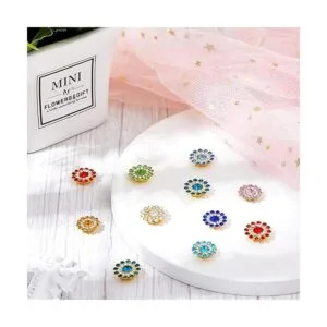 300 botones de flores de 0.5 pulgadas con diamantes de_4
