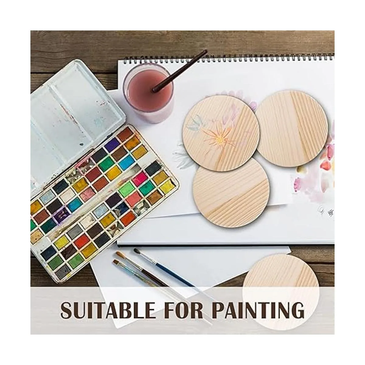 14pcs Unfinished Wood Coasters 4 Inch Round Blank Wooden_5