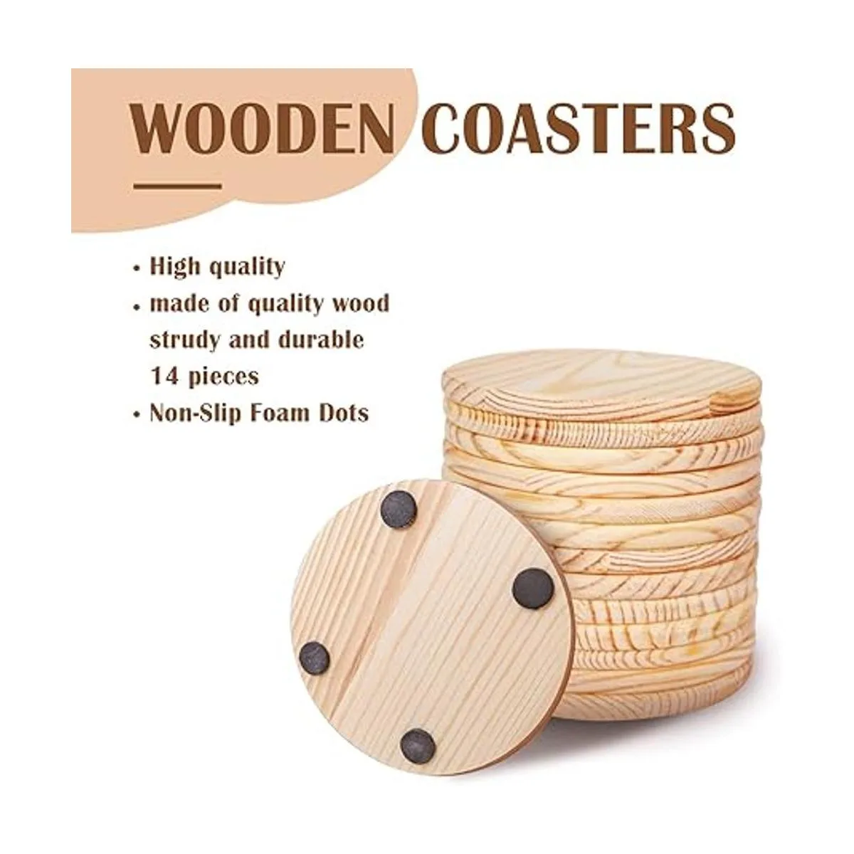 14pcs Unfinished Wood Coasters 4 Inch Round Blank Wooden_2