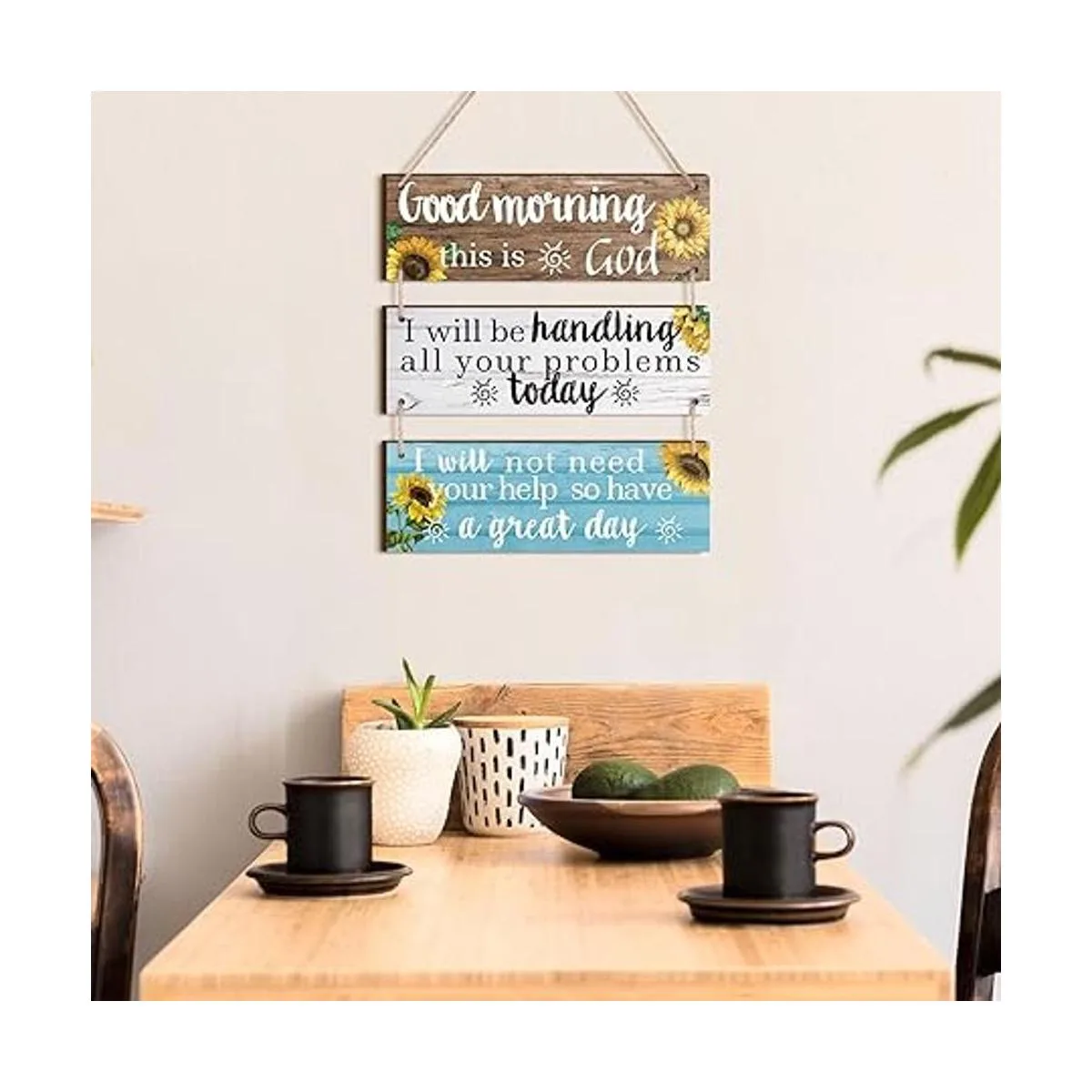 3 piezas de girasol cristiano decoración de pared de Dios_4