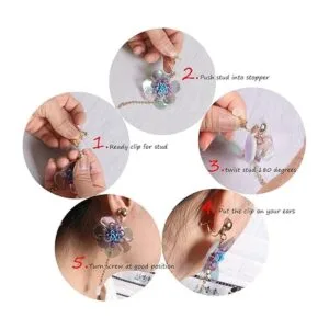 Convertidores de aretes dorados con clip y almohadillas de_3