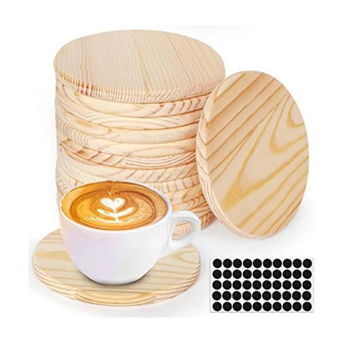 14pcs Unfinished Wood Coasters 4 Inch Round Blank Wooden_1