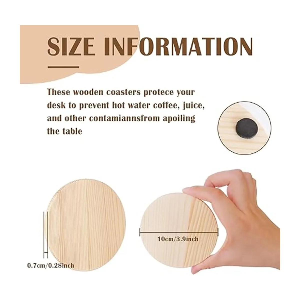 14pcs Unfinished Wood Coasters 4 Inch Round Blank Wooden_3