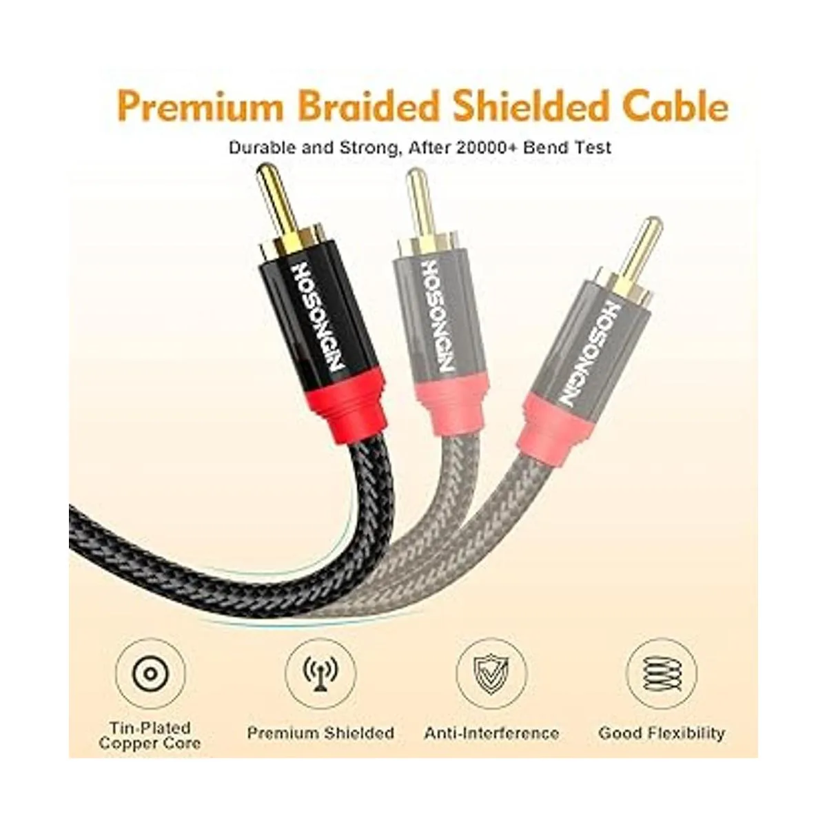 HOSONGIN Cables RCA de 3.3 pies paquete de 2 cables_4