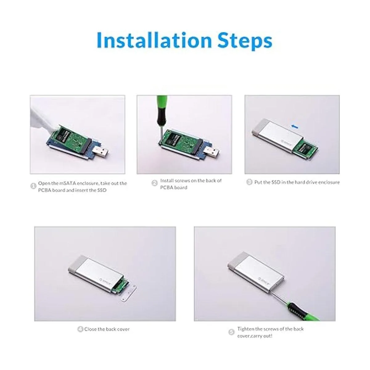ORICO Caja SSD Adaptador mSATA portátil no requiere_6