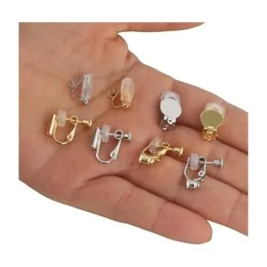 Convertidores de aretes dorados con clip y almohadillas de_6